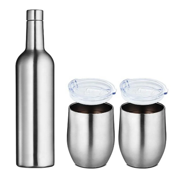 

350/750ml Double Wall Stainless Steel Wine Tumbler Cups Bottle Set, Any color is available