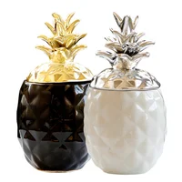 

Gloden pineapple custom 3d design ceramic storage jar with lid