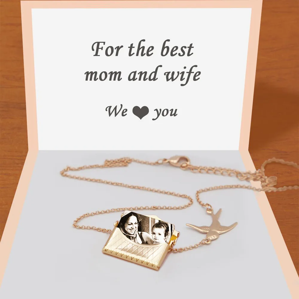 

1pcs custom mom couple photo charm open handbag necklace