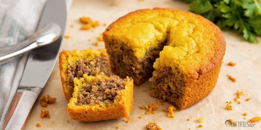 Mexican Cornbread with Ground Beef served hot