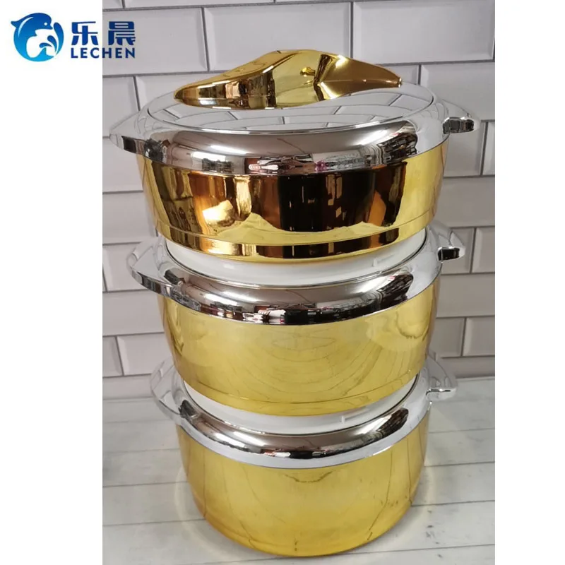 

Electroplating Insulated Lunch Box Container 3 PCS SET () Party Food Warmer Set FOOD WARMER HOT POT Food Warmer, As photo