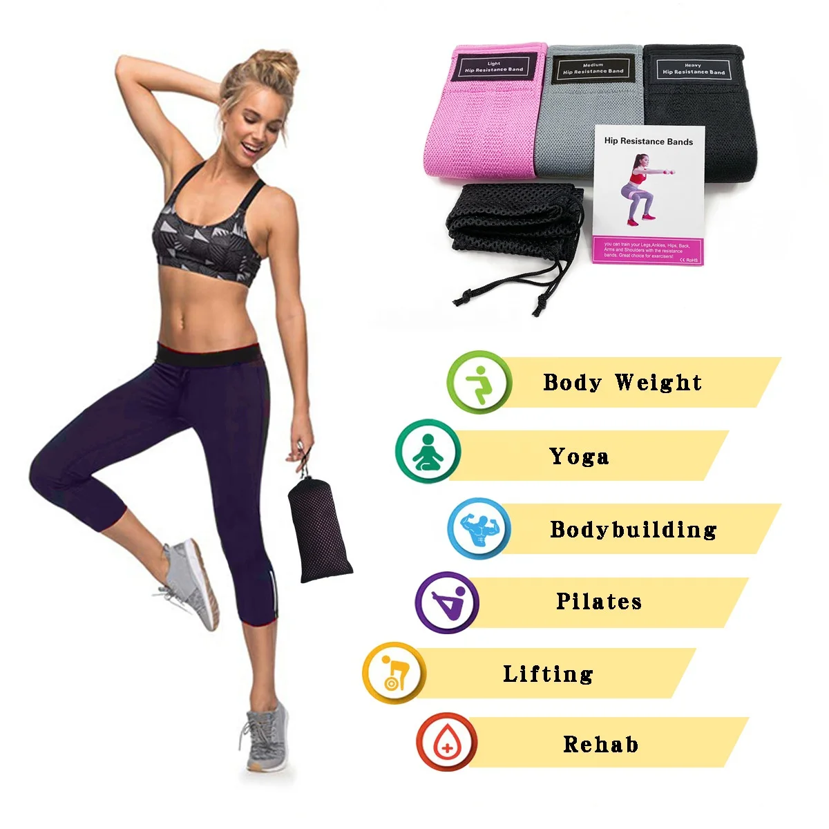 

Fitness body yoga rope Beautiful buttocks lifting ring Fitness yoga tension band