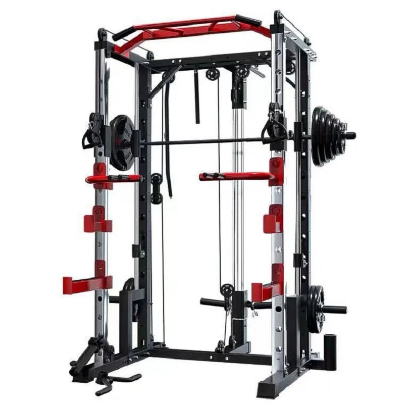 

2021 Gym Fitness Equipment Smith Machine Foldable squat rack And Squat rack with pulley, Black