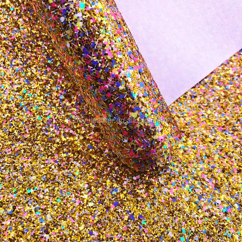 Pu Chunky Glitter Vinyl Leather Fabric Glitter Sheets For Glitter
