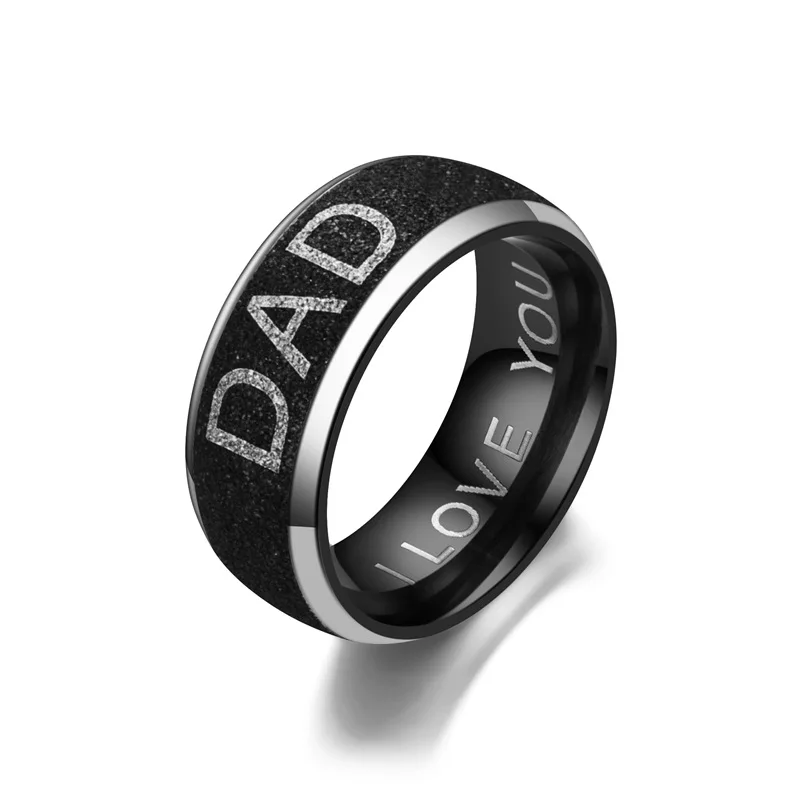 

2021 Sailing Jewelry Stainless Steel Mens Ring LOVE Dad Mens Ring Black Pearl Sand Mens Ring