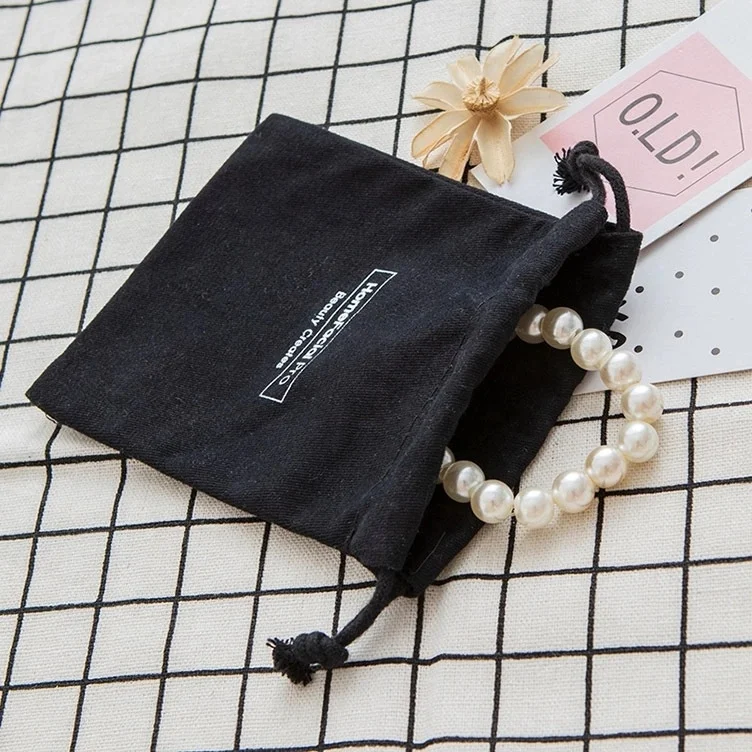 
Sopurrrdy Customized Logo Printing Handmade Drawstring 100% Recycled Cotton Canvas Jewelry pouch 