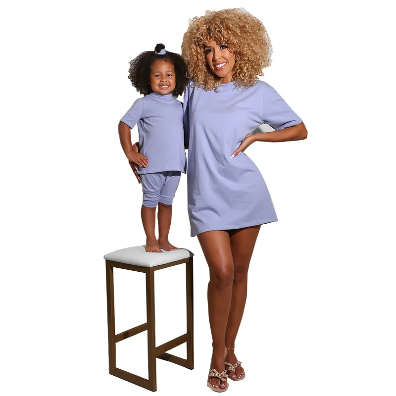 

127 hot sale mommy and me outfits 2 pieces set mommy and me sets 2 piece short set pajama, Gray