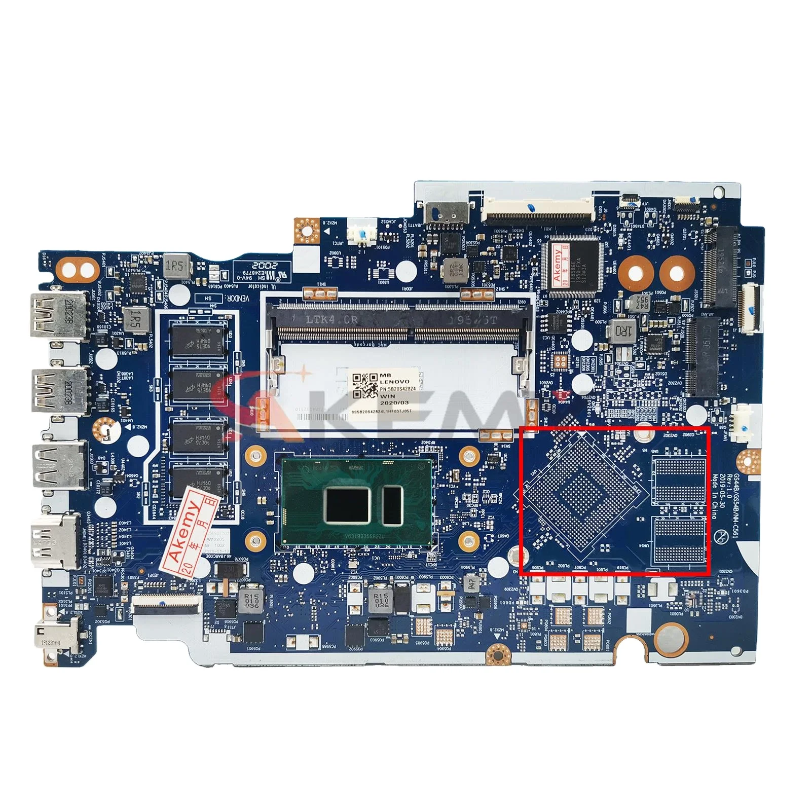 

GS44B GS54B NM-C561 Motherboard.For ideapad S145-15IKB V15-IKB Notebook mainboard.With I3/I5/I7 CPU.4GB RAM.100% test work