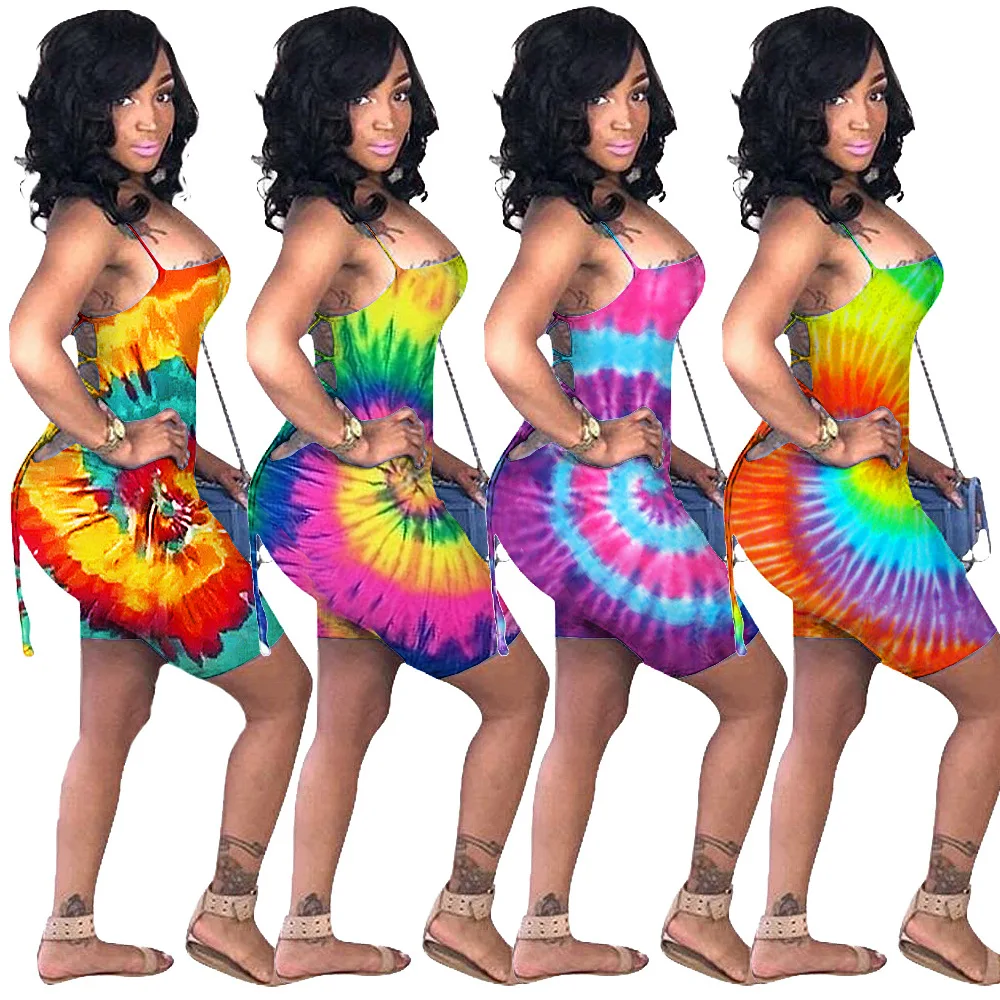 

2021 women suspender Colorful Printing Dress Colorful Printing Dress color jumpsuit