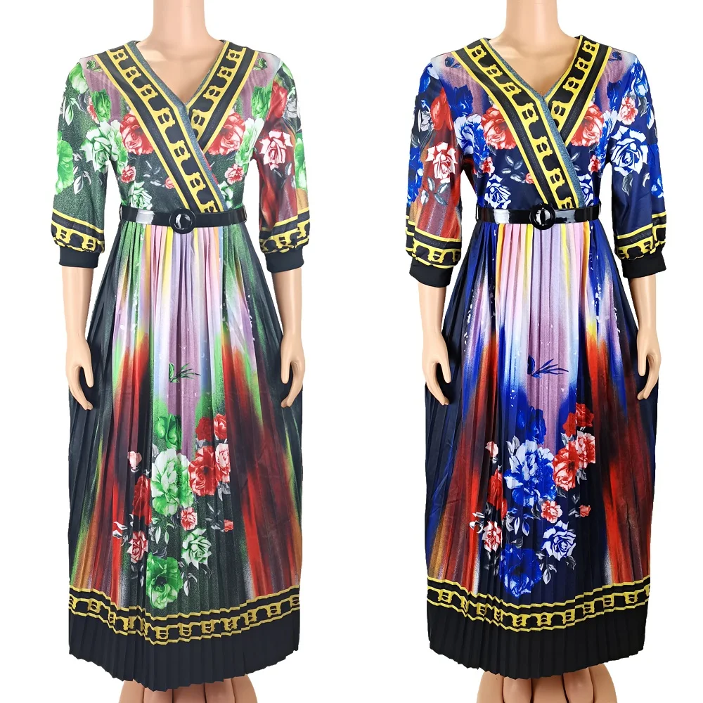 

Summer Fashion African Clothes Africaine Bazin Ethnic Print Evening Dress Ankara Ladies Dress Women Robe, Customized color
