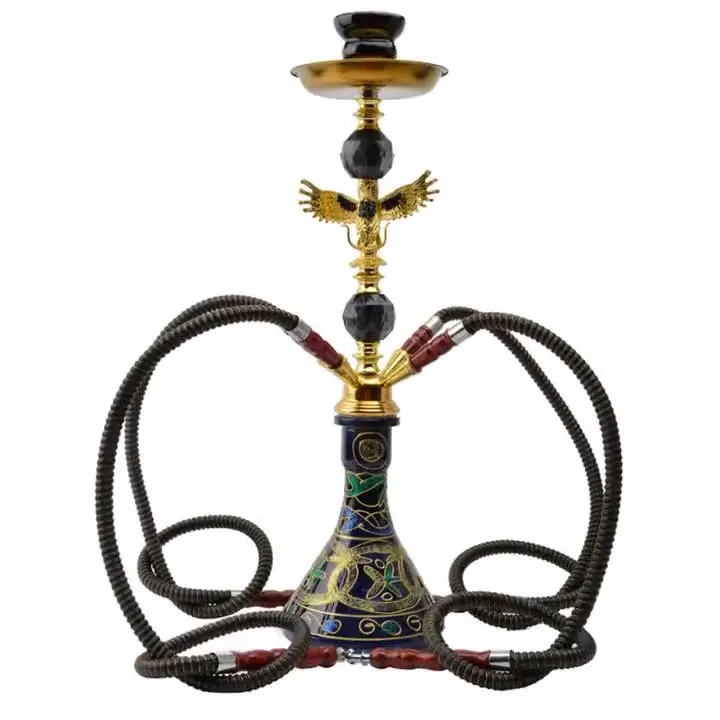 

Medium 4 tube golden eagle hookah with full set of hookah accessories bar chicha Dubai Black Hookah