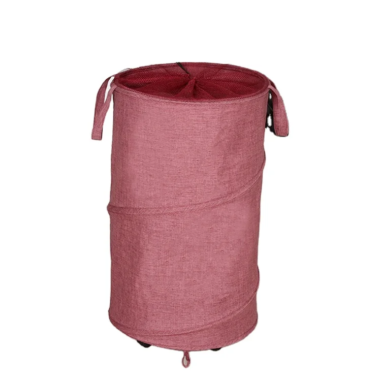 

A2849 Household Dampproof Bags With Wheels Handle Clothes Storage Drawstring Bag Foldable Storage Laundry Basket, As picture