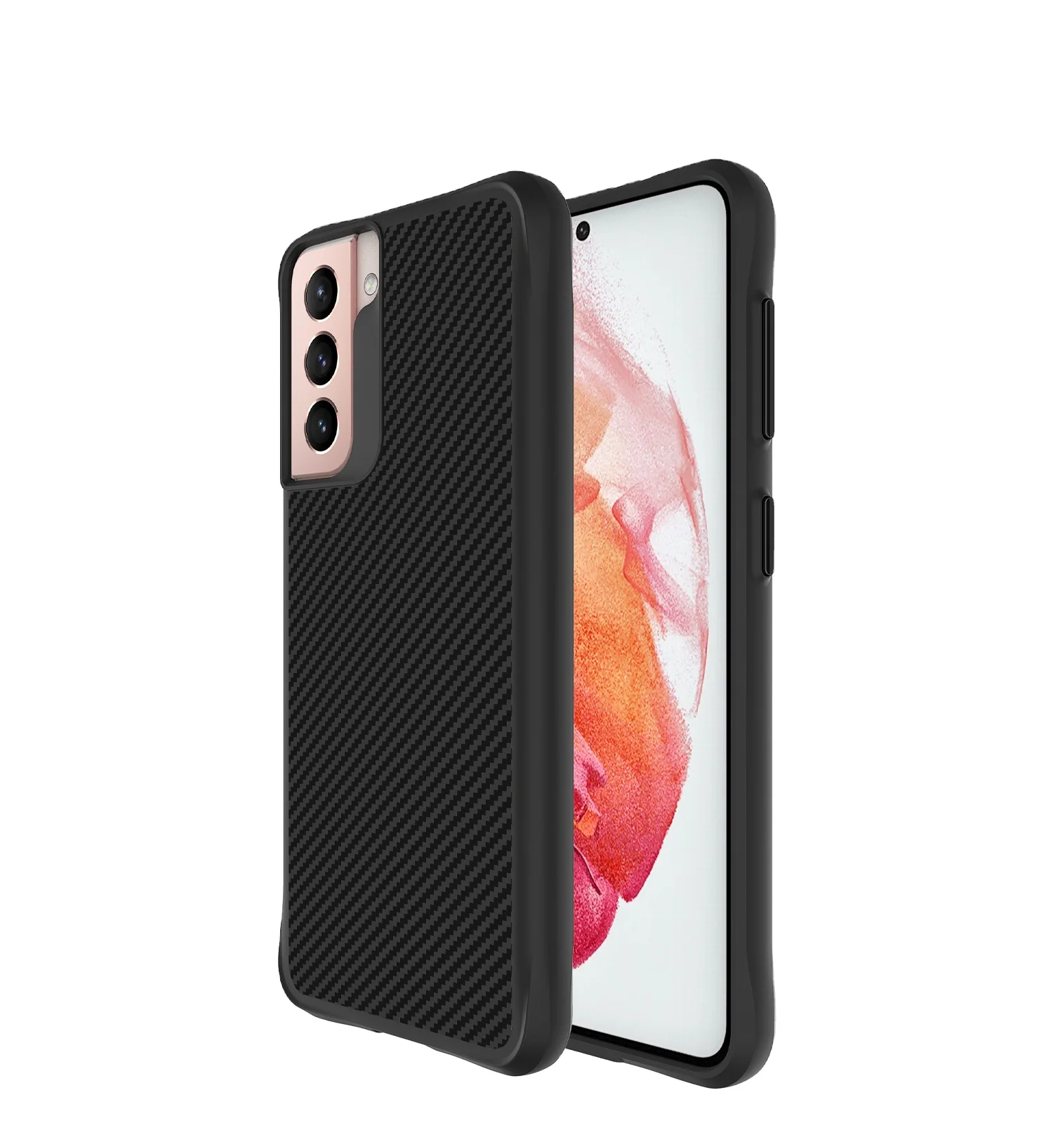 

Designed for Samsung Galaxy S21 Case 5G, Carbon Fiber Pattern, 10ft. Drop Tested, Wireless Charging - white/black