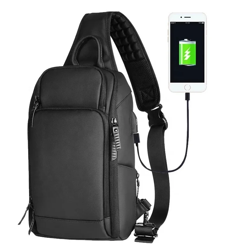 

Crossbody Pack For Men Sling Shoulder USB Charging Waterproof Shoulder Business Man Bag Messenger Chest Bag Sports Shoulder, Black,blue,grey,camo