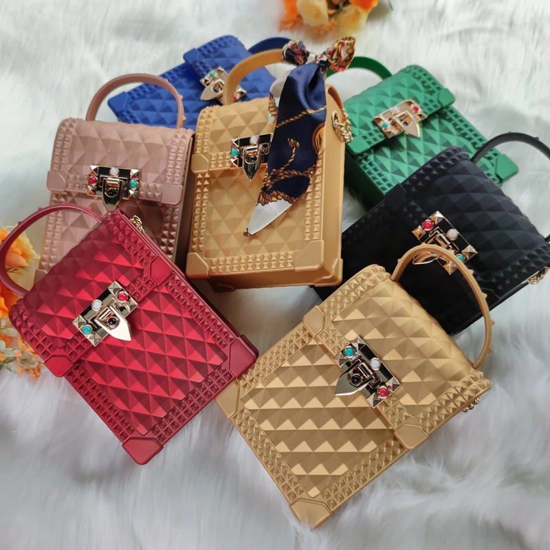 

2021 Fashion Mini Square Telephone Louiss Bags Women Handbags Luxury Crossbody Rivet PVC Jelly Rivet Purse for Women
