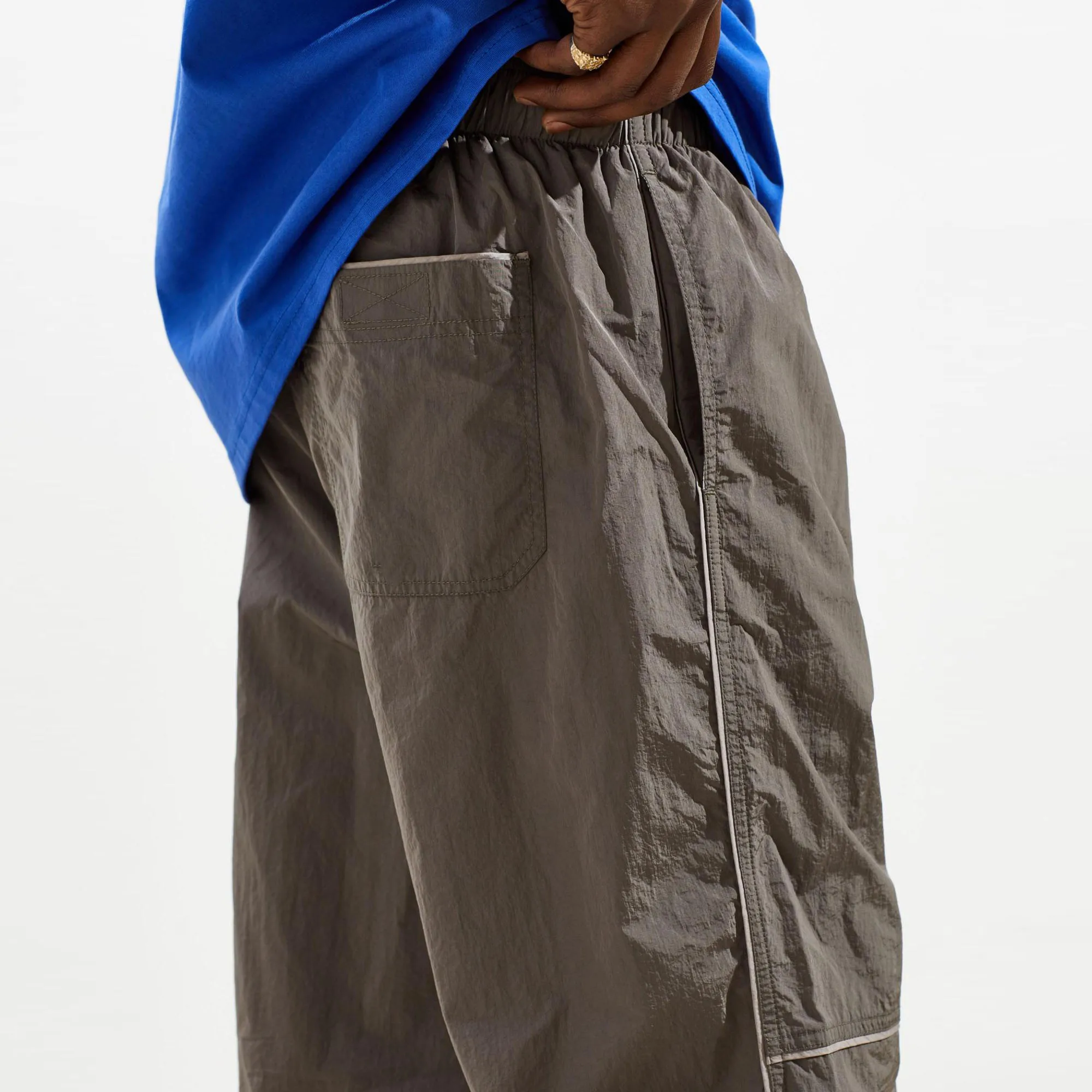 gray windbreaker pants