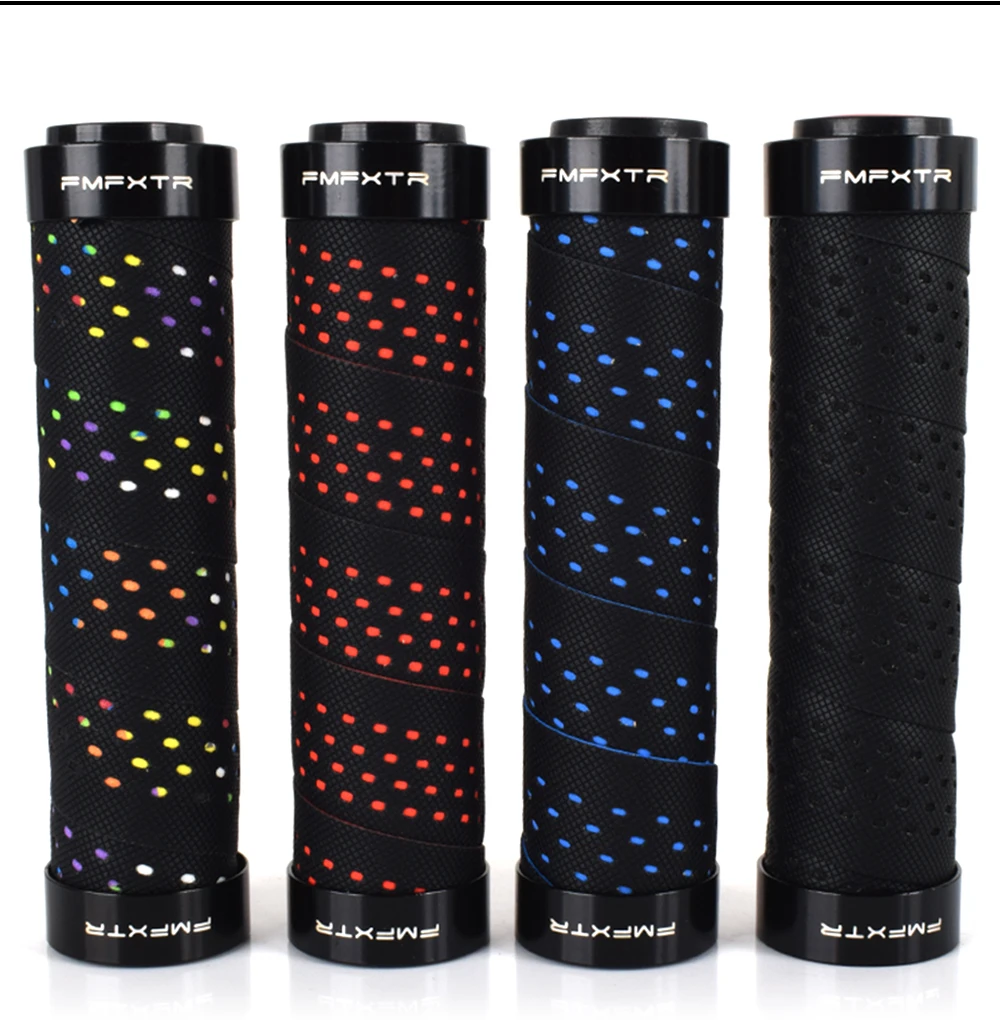 

Mountain Bike Handle Cover Universal Aluminum Alloy Double-sided Locked PU Leather Anti-slip Shock Absorber Grip