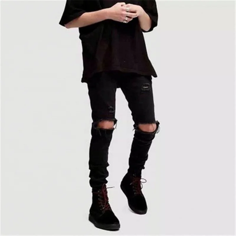 

Jhcentury Wholesale Men jeans Modern Design Street Fashion casual Straight jeans men's European Style Black pants, Customized color
