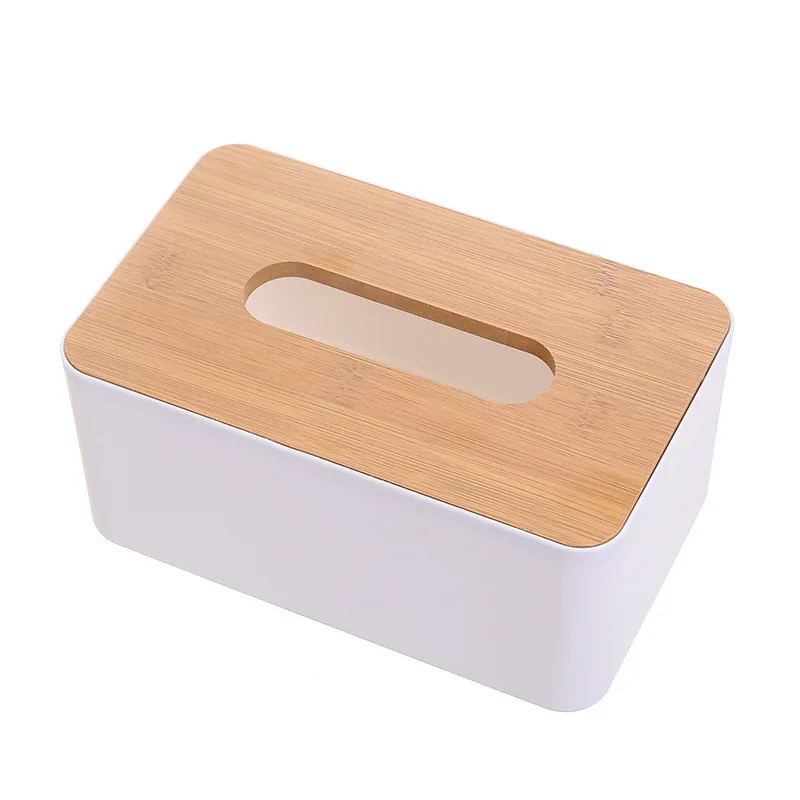 Factory Rectangle Tissue Storage Box Bathroom Vanity Countertop Bedroom Bamboo Cover Tissue Box Wood Lids Tissue Box Holder