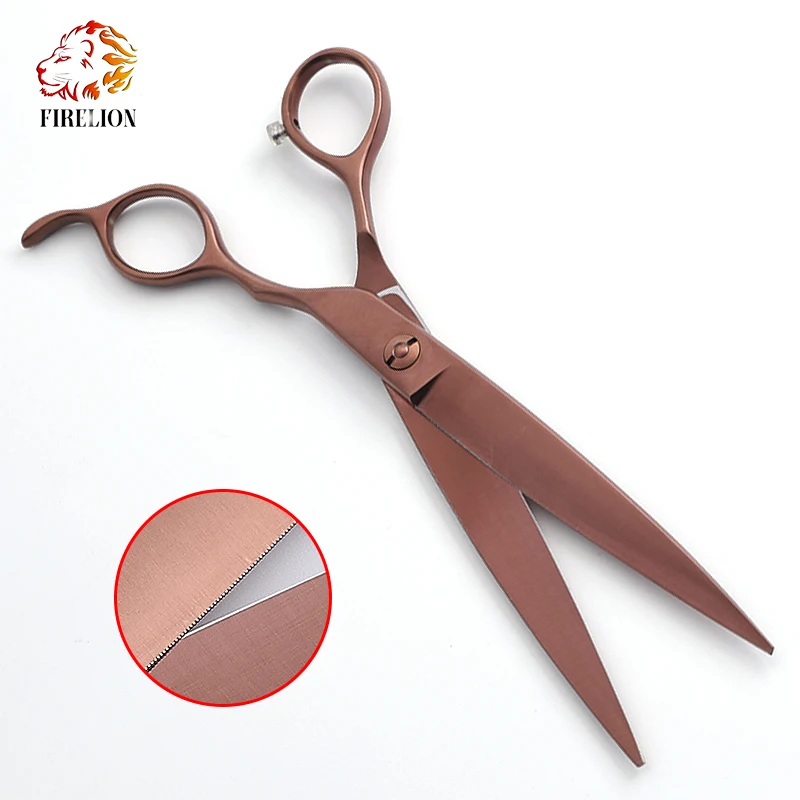 

Firelion  Japan 440c Stainless Steel Bronze Zigzag Scissors Pet Grooming Scissors Dog Cutting Scissors For Pets