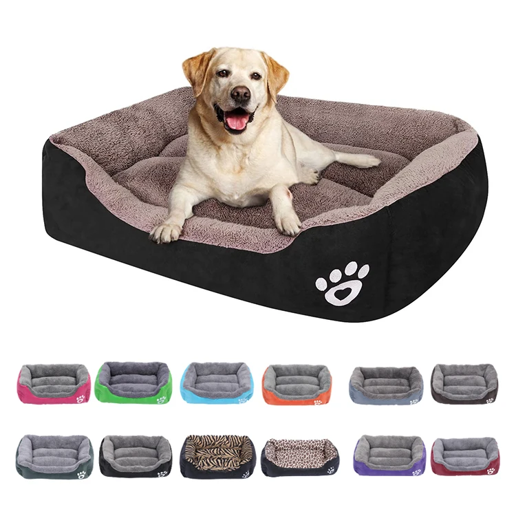 

Amazon Hot Sale Machine Washable Ultra Soft Pet Sofa Rectangle Pet Bed with Dog Paw Printing, Picture