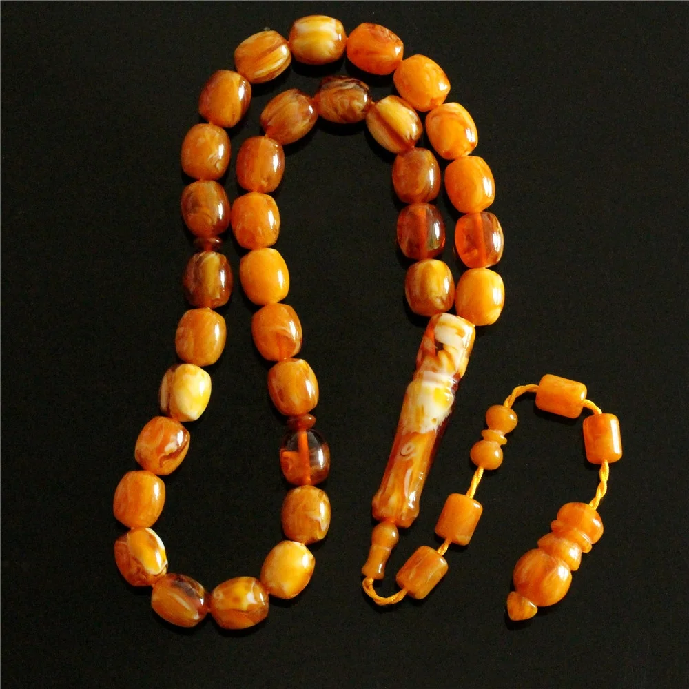 

High quality Resin Amber 10*12mm 33pcs Islamic Prayer Beads Muslim Tespih Tasbeeh Rosary subha masbaha Eid gifts