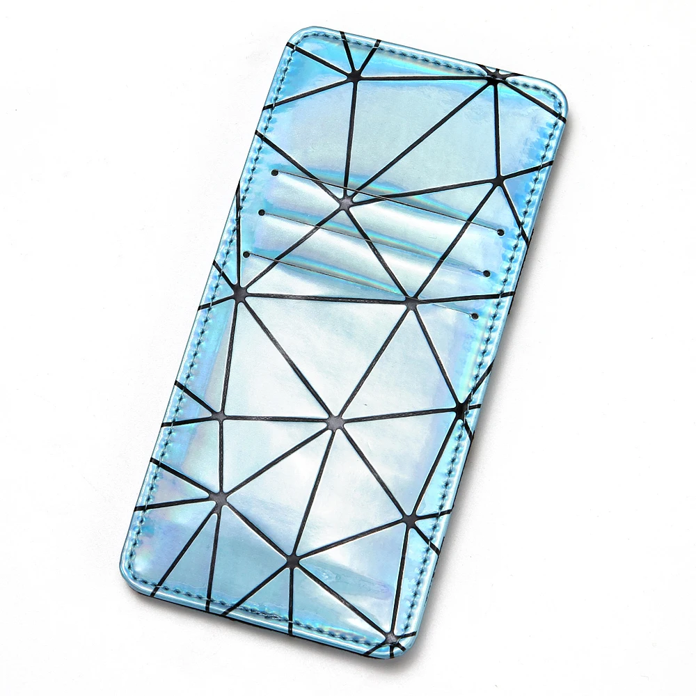 

Wholesale Creative Laser Color Mosaic Indentation Money Clip Elastic Strap Flip Card Holder Wallets for Women Girls, 5 colors
