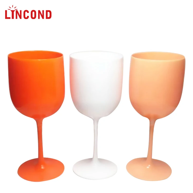 

Lincond Custom Wine Glass Transparent Stem Wine Glass BPA Free Plastic Wine Glass for Wedding Party, Customer's pms color