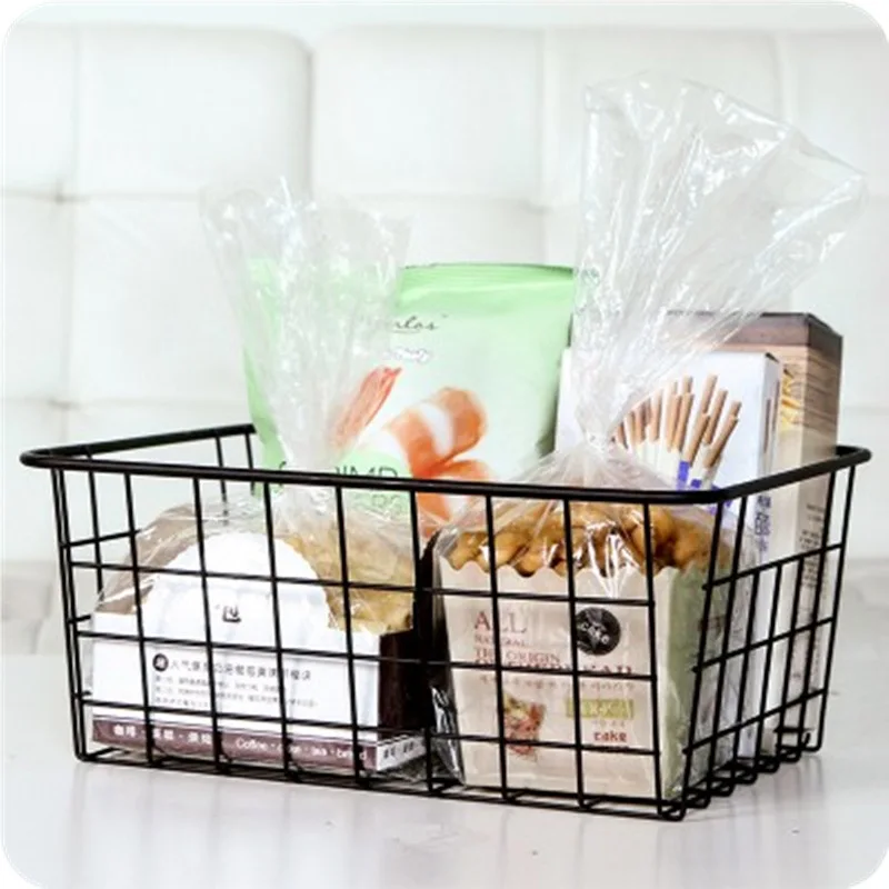 

Decoration Desktop Metal Storage Baskets wire Fruit Baskets for storage Bathroom Kitchen Toy Fruit Sundries Container, Black