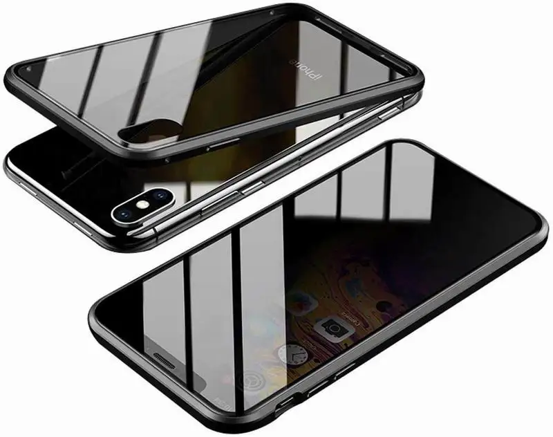 

Privacy Magnetic Case for iPhone 12/12 Pro, Anti-peep Screen Protector Clear Double Sided 9H Tempered Glass Metal Bumper