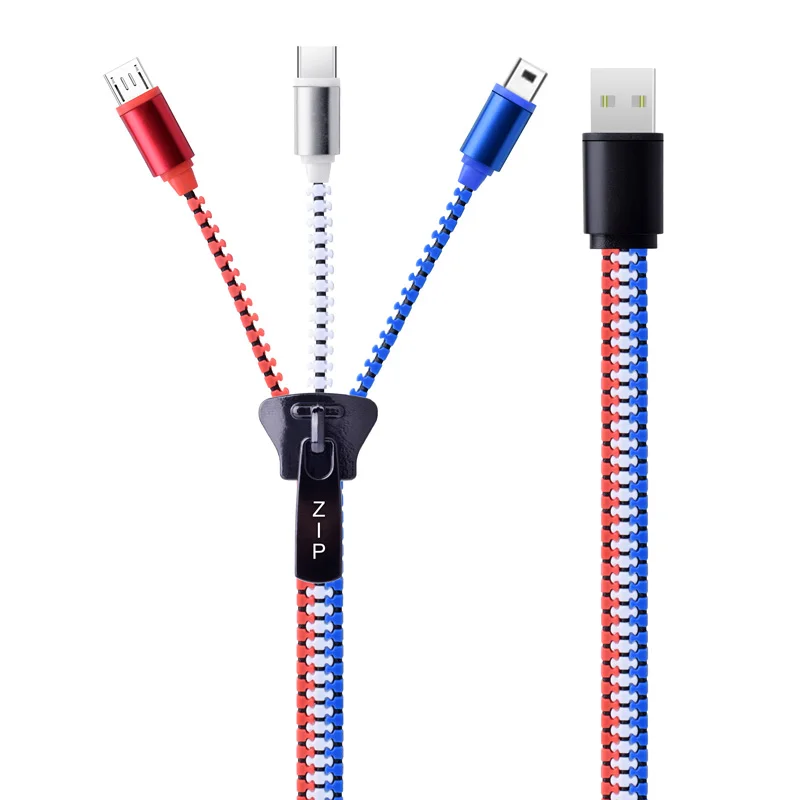

2020 new mini cable usb date micro magnetico 3 in 1 zipper charger type c for android mobile phone manufacturer, Mix color