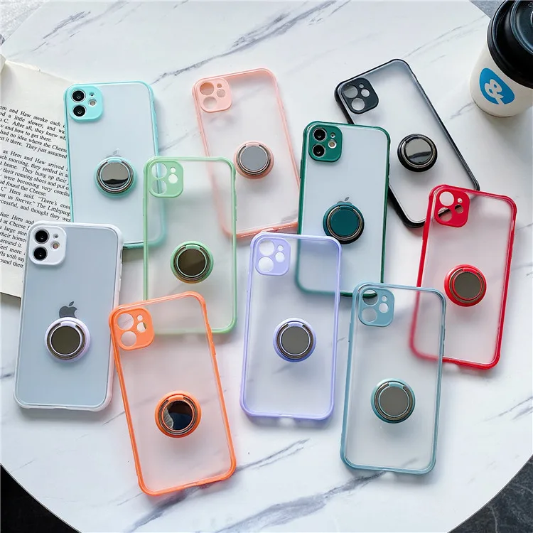 

Magnetic Ring Holder Phone Cases For iPhone 12 11Pro Silicone Bumper Transparent Matte Cases For iPhone 12 Case