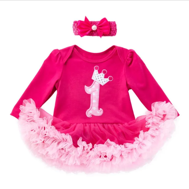 

Hot Selling Pure Color Long Sleeve Romper Skirt With Headband Set