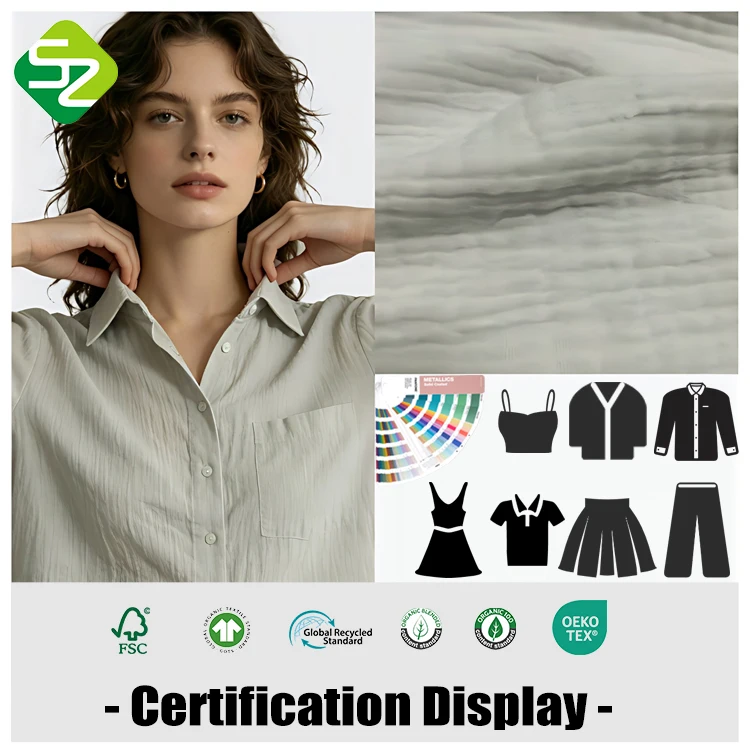 New Series GOTS Cotton Gauze Crepe Fabric for Home Textiles and Dresses