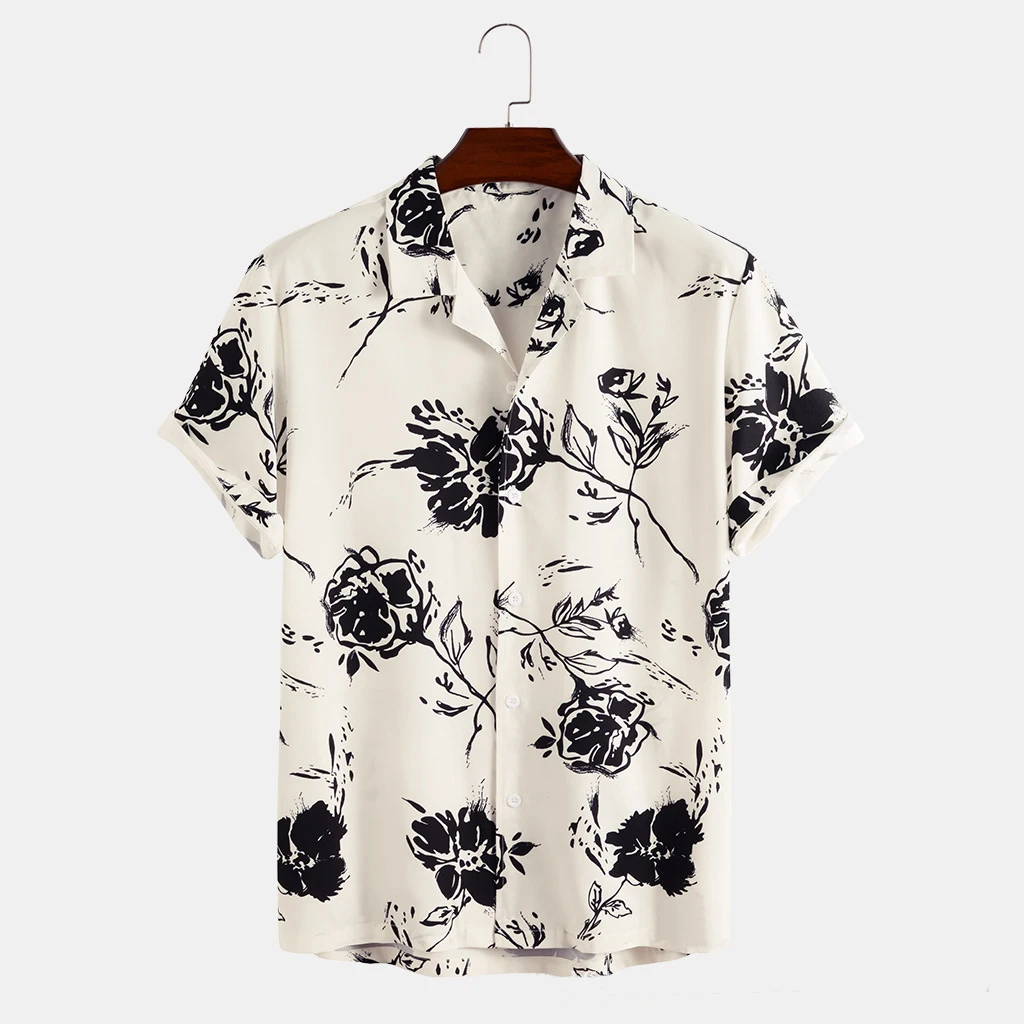 

2021 summer mens clothing plus size short sleeve aloha beach hawaiian floral shirts