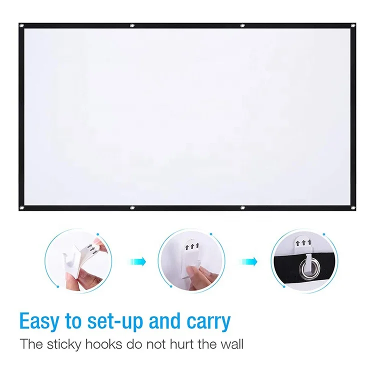 

Factory Home Cinema Fixed Frame Projector Front Material Curtain Portable Rear 60inch Projector Screen, White