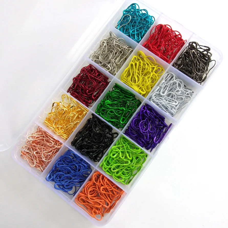 

450 Pieces 15 Colors Bulb Safety Pins Set Pear Shaped Pins Gourd Safety Pins with Storage Box for Knitting Stitch Marker, Multi-colored