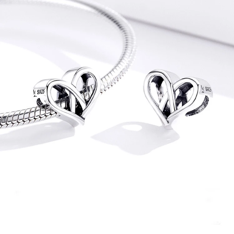 

New Big Hole 925 Silver Beads Hollow Heart Shaped Bead Girls Accessories Jewelry Virgen Charms for Bracelets