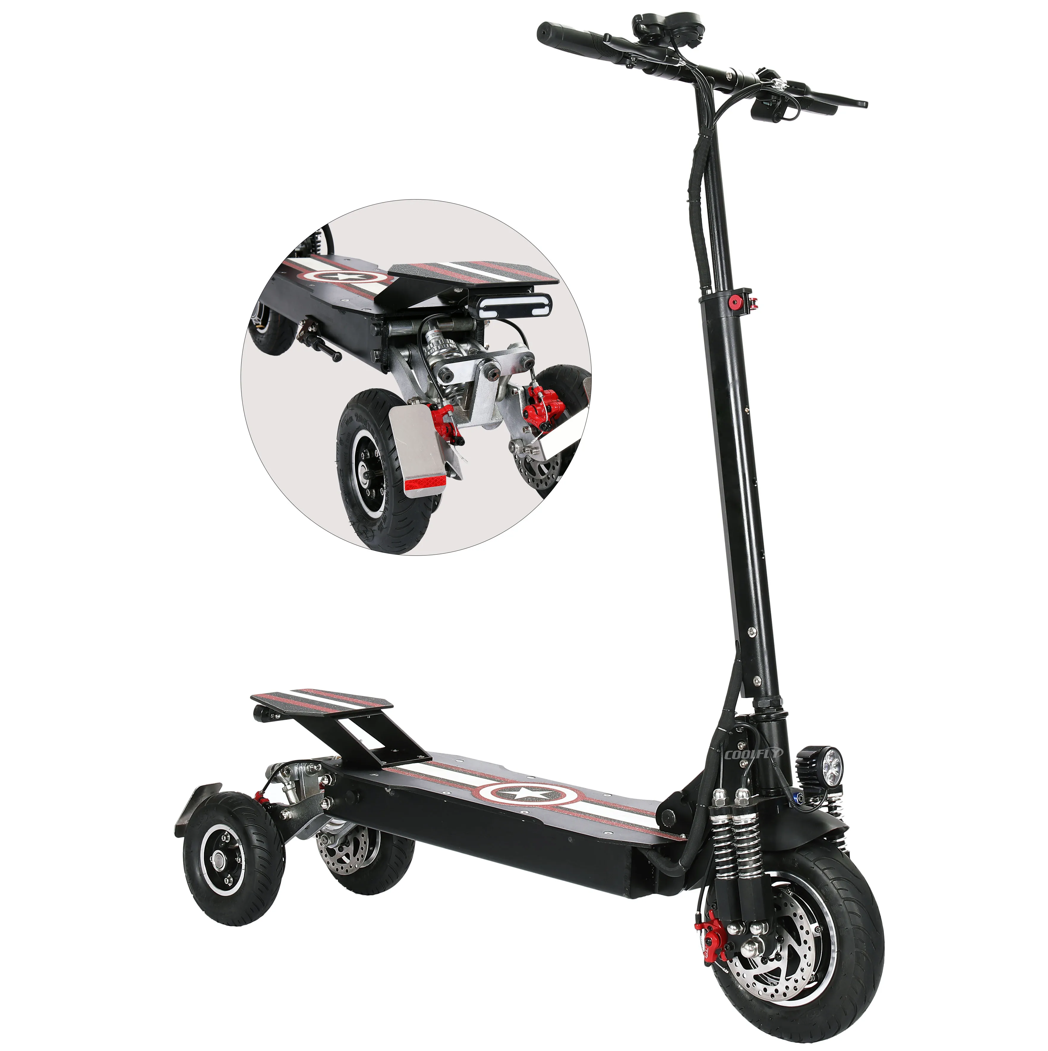 

New arrival three wheel electric scooter 48V 800W 1000W electric foldable scooter for adults, Black