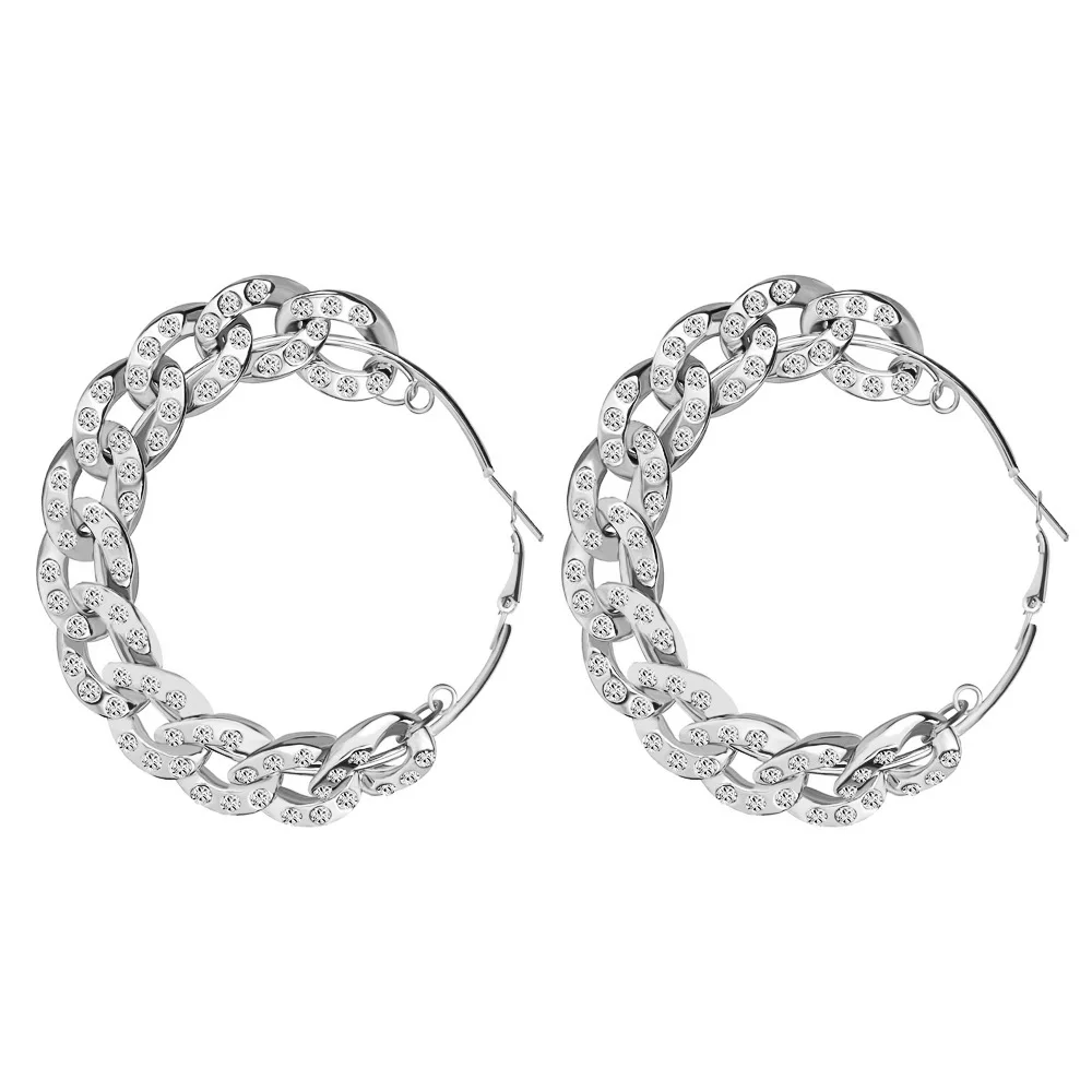 

New Arrivals Large Circle Dangle Cuban Chain Link Huggie Hoop Earrings For Women,21524 Earring