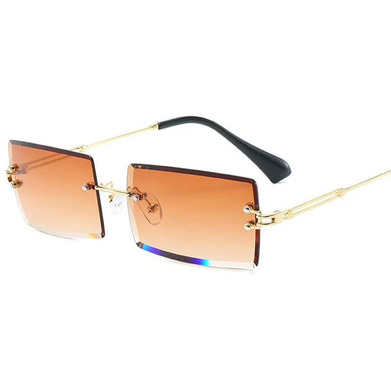 

Hot unisex new brand designs sunglass fashion small square sun shades trendy rimless sunglasses women