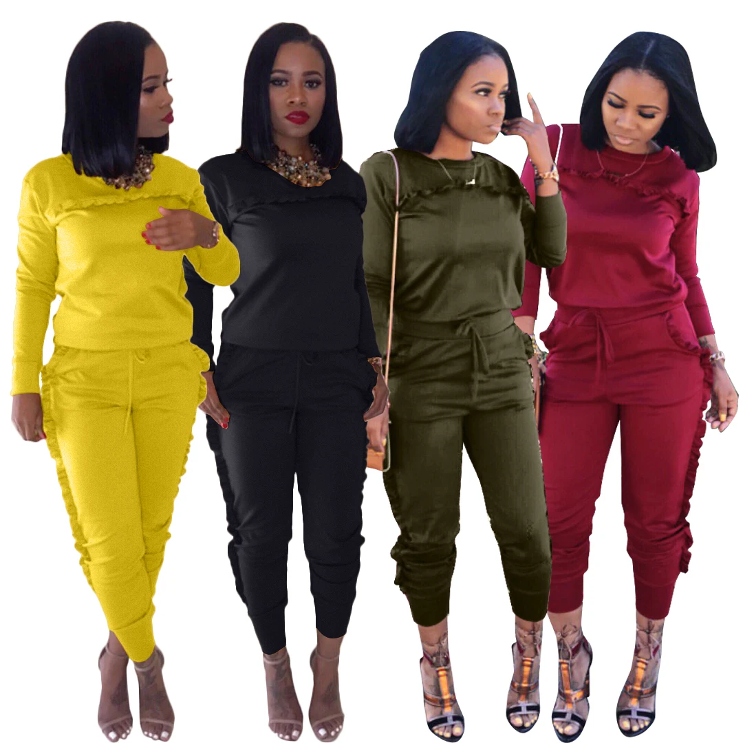 

Wholesale woman two piece clothing woman winter drawstring 2 piece set