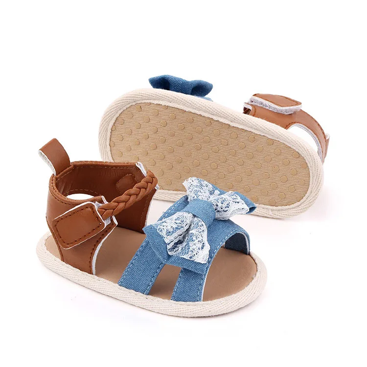 

Factory Direct Sale Customized Double Strap Slide-on Baby Shoes Bow Sandals