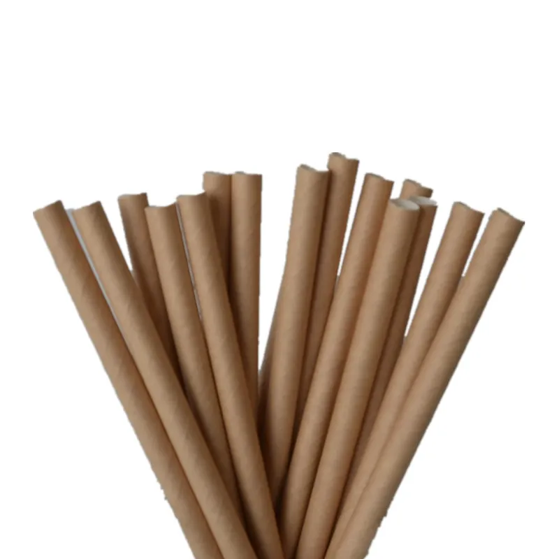 

Biodegradable 6 or 8 diameter drinking paper straws Brown color flexible paper straws