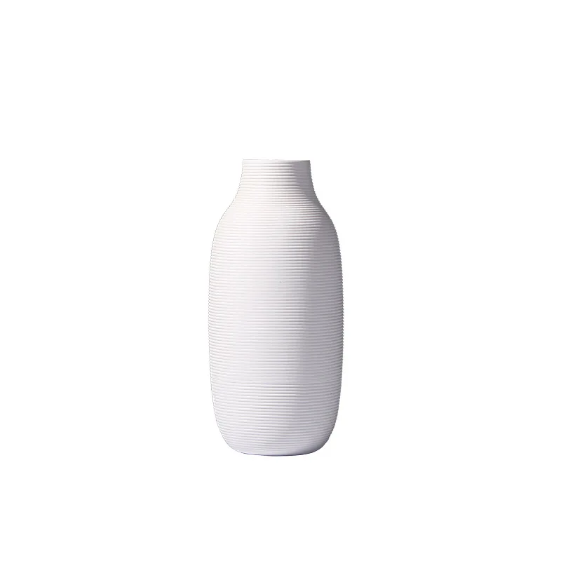 

Simple Nordic Style Pure White Thread Plain Burning Ceramic Vase Dried Flower and Flowerpot Home Soft Decoration Wholesale