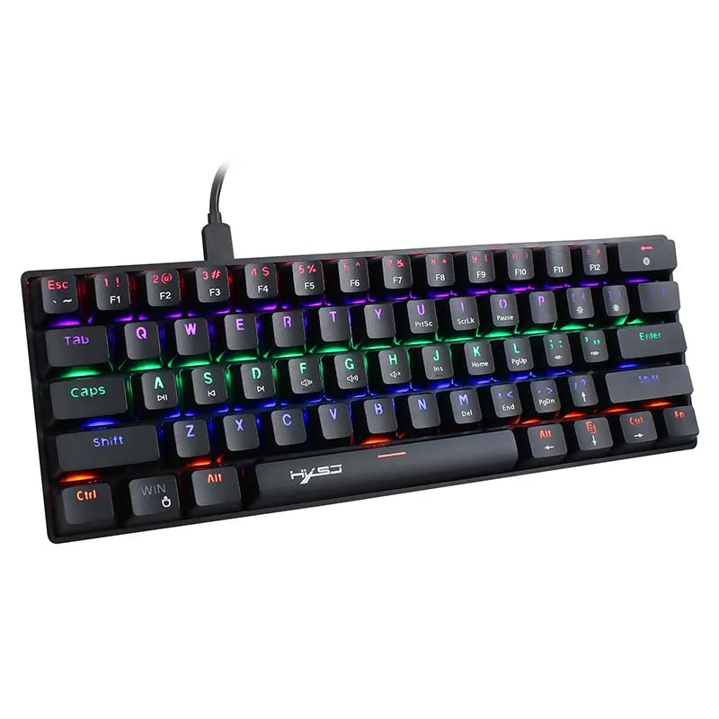 

60% Wired Gaming Keyboard RGB Backlight Colorful 61 Keys Mechanical Keyboard, White / black