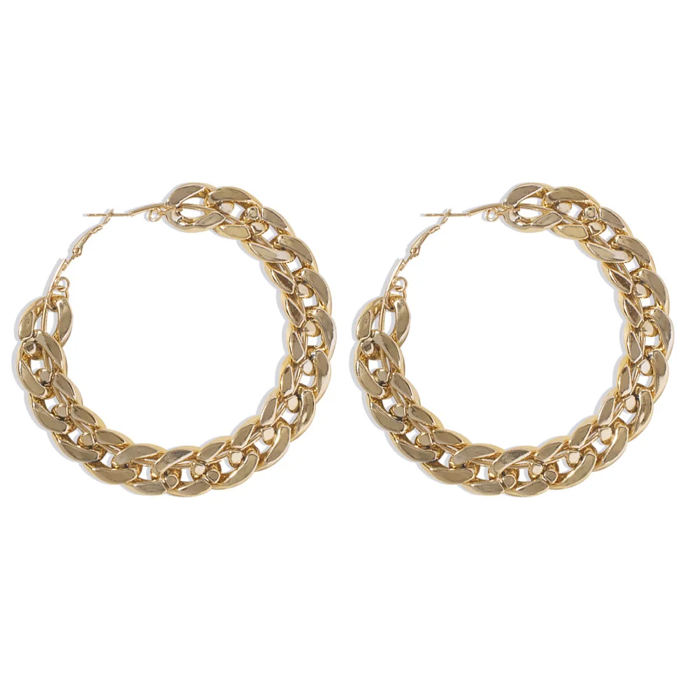 

MYSO New Ins New Fashion Luxurious Brand Women Golden Chain Letter Hoop Earring For Women