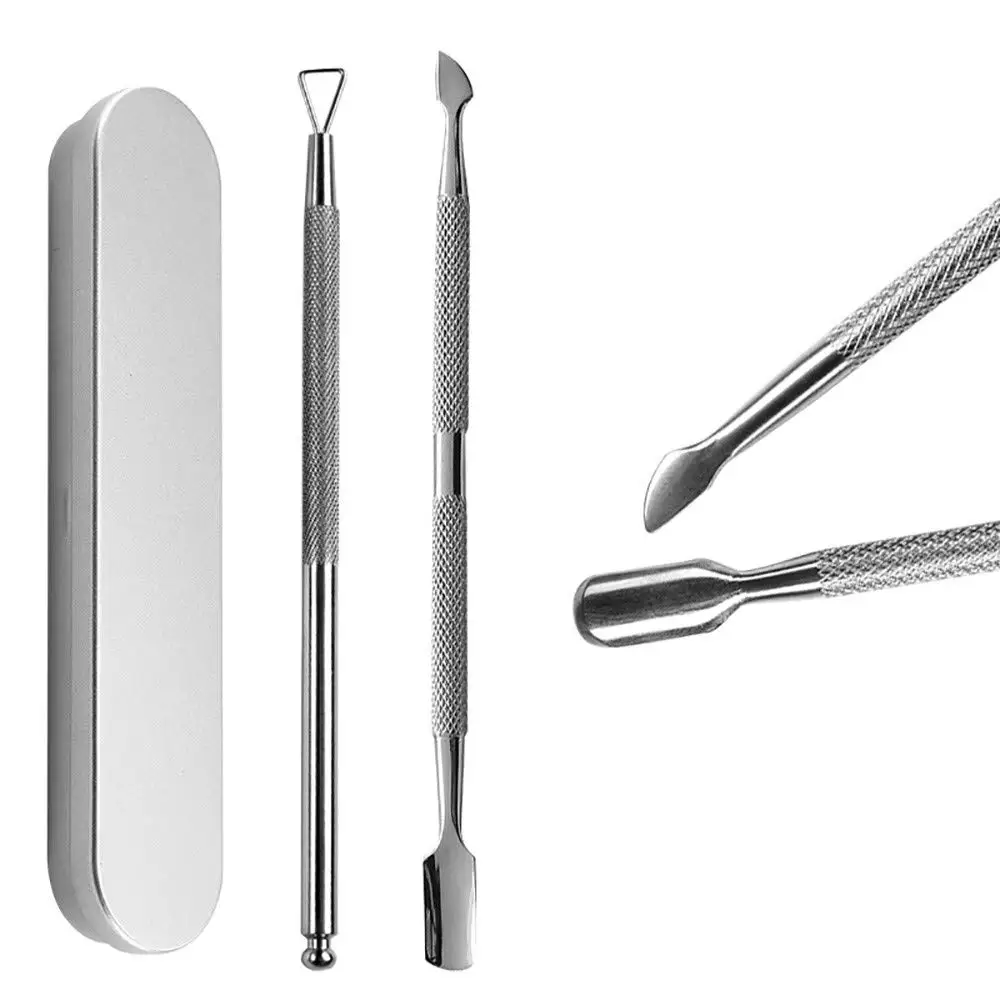 

Stainless Steel Triangle Cuticle Peeler Scraper And Double Ended Cuticle Pusher Cutter Kit, Sliver