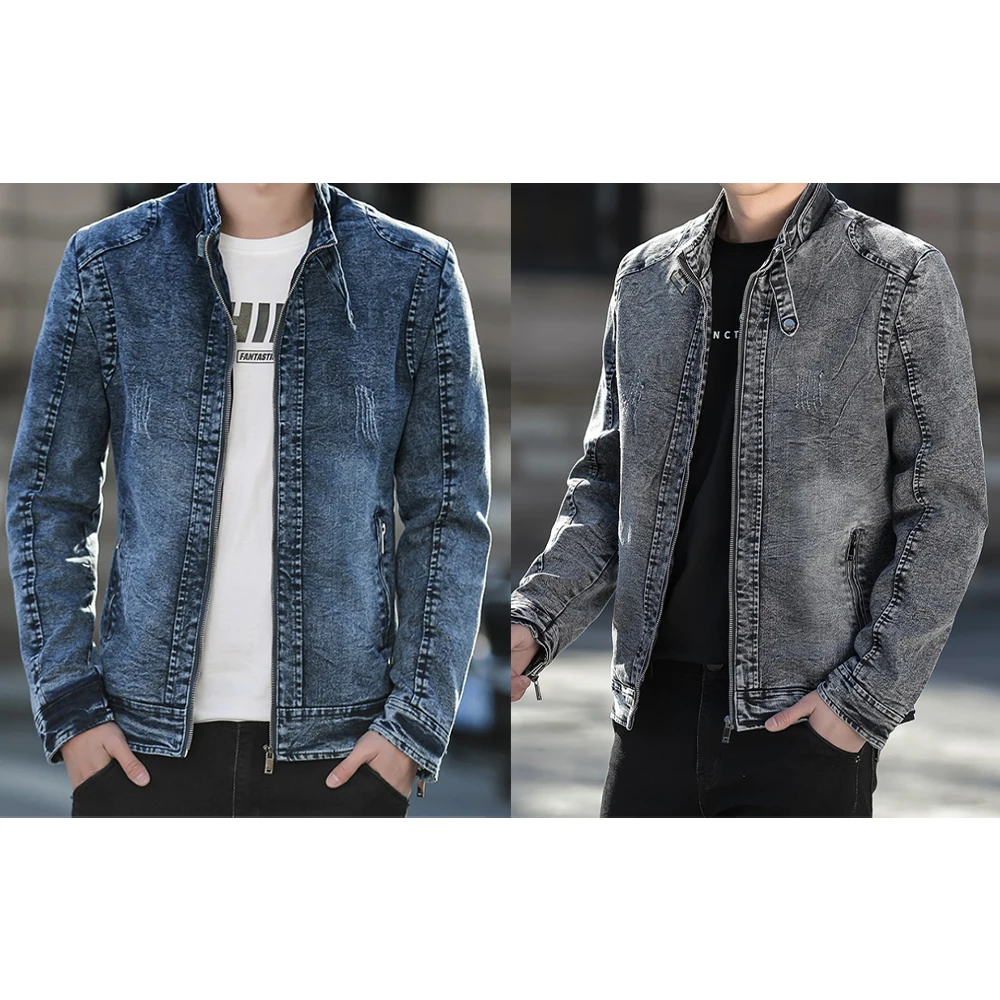 

JS1826A hot sale 2022 new arrivals boys streetwear casual denim coats slim gentleman vintage washed denim jeans jacket for men, As shown