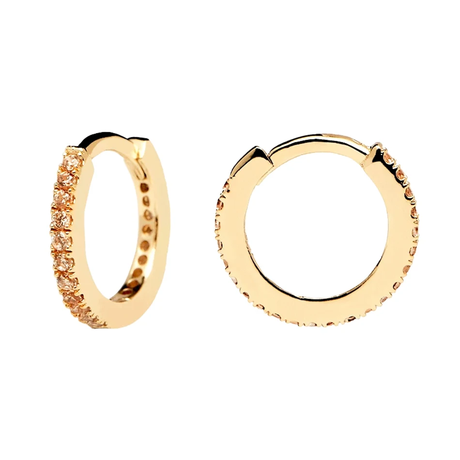 

925 Sterling Silver Green Purple Full Sparkling Cubic Zircon Real Gold Hoop Earrings